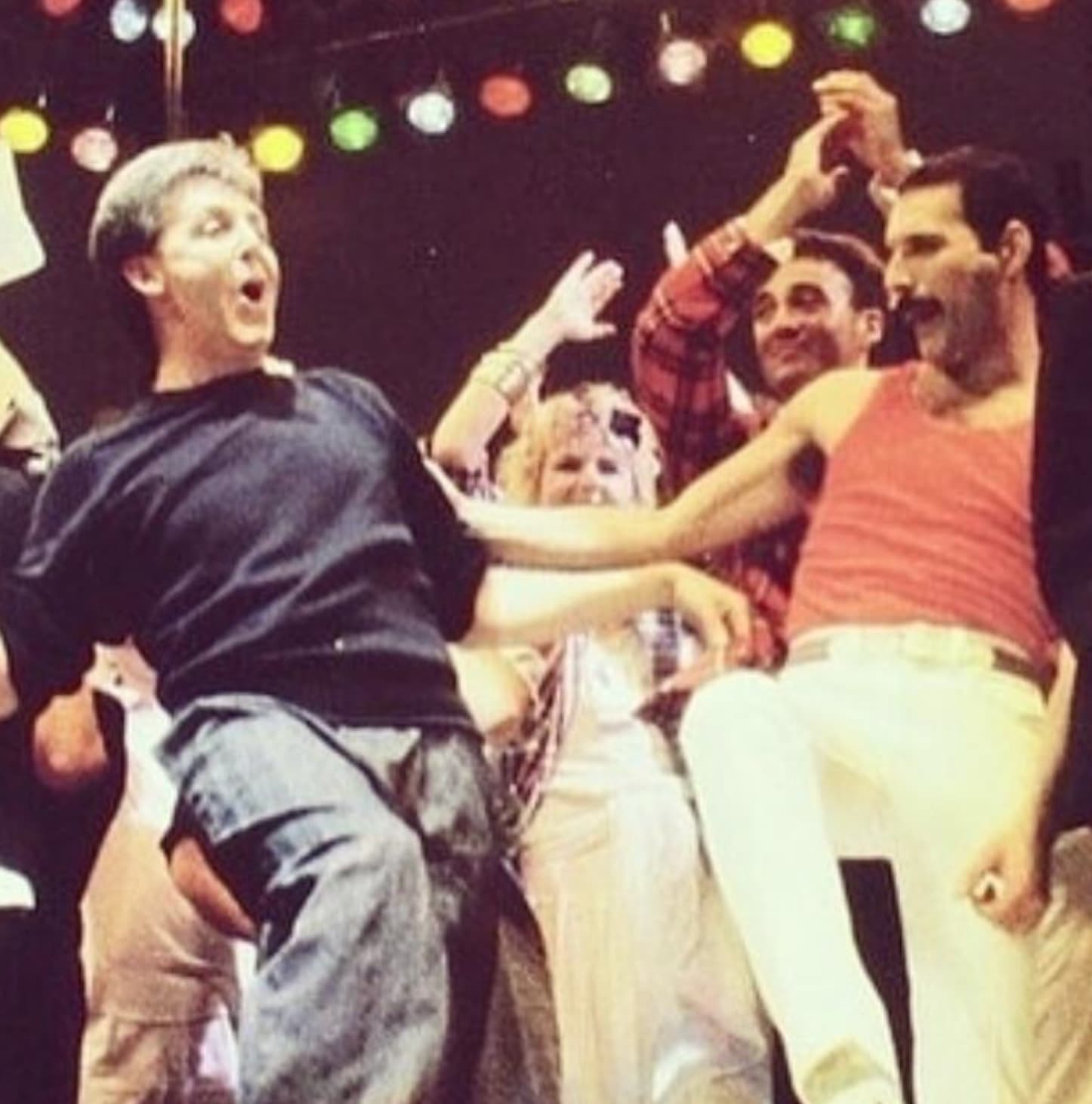 “Paul McCartney and Freddie Mercury, Live Aid, 1985.”